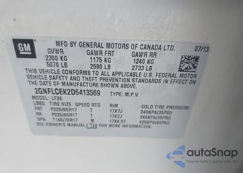 2013 Chevrolet Equinox Ls from USA, damaged, VIN 2GNFLCEK2D6413569